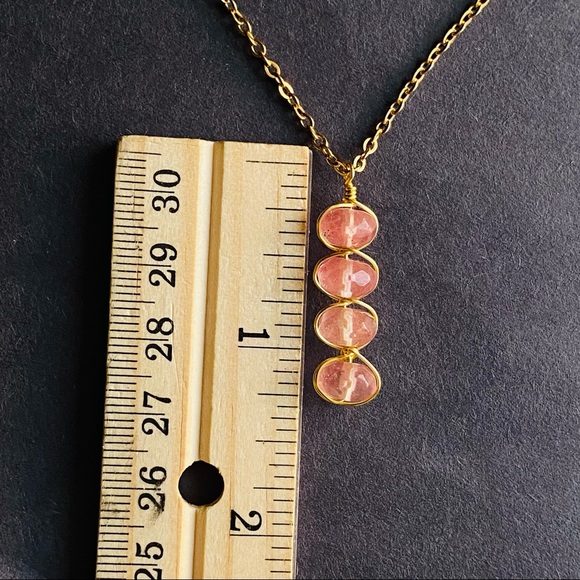 Cherry Quartz Jewelry set Pendant Necklace Dangle Earrings crystal jewelry - Picture 3 of 9